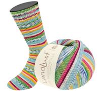 Lana Grossa Landlust Sock Wool 6-Ply 917 Light Blue/Yellow/May Green/Jeans/Ecru/Salmon Orange/Dark