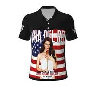 Lana Singer Del* Rey Men's Polo Shirt Retro Music Print Lapel T-Shirt | Classic Casual Short Sleeve Tshirt Fan Fashion Trend Clothing Medium