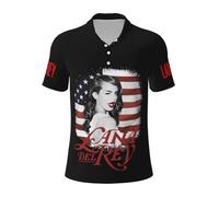 Lana Singer Del* Rey Men's Polo Shirt Retro Music Print Lapel T-Shirt | Classic Casual Short Sleeve Tshirt Fan Fashion Trend Clothing Large