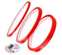 LANAFAY 3 Rolls Double Sided Tape(3mm, 6mm, 9mm), Red Liner Mounting Tape, Super Strong Sticky Self-Adhesive Tape Heavy Duty, Heat-Resistant Tape for Crafts and Repairs 5 Metres Each