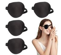 LANAFAY 4pcs Eye Patches, Black Eye Patch for Adults, Single Eye Mask with Adjustable Buckle for Right or Left Eye, 3D Pirate Eye Patch for Adults Medical for Treat Lazy Eye Amblyopia Strabismus