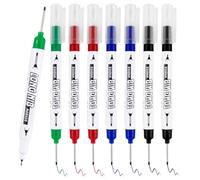 LANAFAY 8Pcs Deep Hole Marker, Double-ended Deep Reach Markers with 7cm Ruler, 20mm Long Nose Marker, 30mm Waterproof Reach Permanent Markers, Marker Pens Carpenter Ink Marker(Black Red Blue Green)