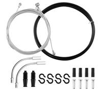 LANAFAY Bike Brake Cables Set, Universal Bike Brake Cable Kit with 2V Brake Manifolds Includes 1 Brake Cable Tube, 1 Front Brake Cable and 1 Rear Brake Cable for Road Mountain Bicycle Cycling Repair