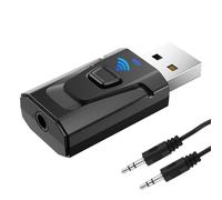 LANAFAY USB Bluetooth 5.0 Adapter with 3.5mm AUX, 4-in-1 Car Bluetooth Aux Adapter, Wireless Audio Transmitter Receiver Adapter, Plug and Play Bluetooth AUX Adapter for TV/Home Audio System