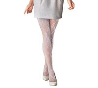 LANAFAY Women's Floral Lace Pantyhose, White Tights for Women, Floral Fishnet Tights, Ideal for Skirt, Uniform, High Heels (White), white, M