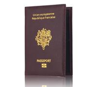 LANANAI EU France Passport Holder PU Passport Cover Passport Cover Bank Card Bag Travel Document Leather Passport Wallet (Coffee)