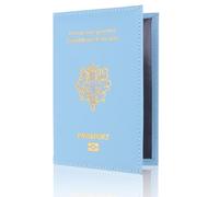 LANANAI EU France Passport Holder PU Passport Cover Passport Cover Bank Card Bag Travel Document Leather Passport Wallet (Light Blue)
