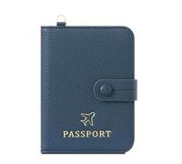 LANANAI Hanging Neck Passport Document Holder Travel Passport Protection Book Leather Card Holder Wallet (Blue)