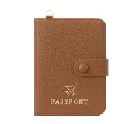 LANANAI Hanging Neck Passport Document Holder Travel Passport Protection Book Leather Card Holder Wallet (Brown)
