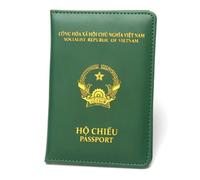 LANANAI Leather Short Southeast Asia Travel Passport Book Vietnam Passport Holder Thin Ticket Holder Passport Cover (Green)