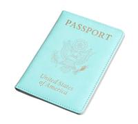 LANANAI US Passport Cover PU Thickened Passport Holder Multi-Function Vaccine Card Holder Passport Bag Mini Passport Sleeve (Cyan-Blue)