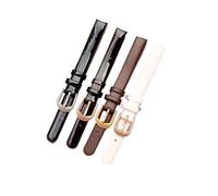 LANAPPTLTG Fit For CK Leather Watchbands Women K431 K4323209 K436 Glossy Solid Stainless Steel Pin Buckle 10mm Watch Strap(Brown(LG)-Golden)