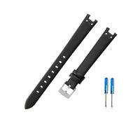 LANAPPTLTG Leather Watch Strap Women's Fit For Anne Klein Ak2156/2157/2618 Series Concave Interface Red Black White Watchbands(Black-Steel-K12)