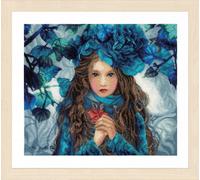 Lanarte Counted Cross Stitch Kit Blue Flowers Girl