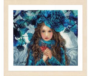 Lanarte Counted Cross Stitch Kit Blue Flowers Girl