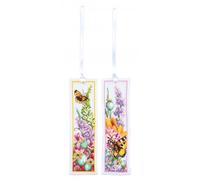 Lanarte Counted Cross Stitch Kit Bookmark Flower Power Bouquet Set of 2