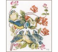 Lanarte Counted Cross Stitch Kit: Chickadees (Evenweave), Cotton, NA, 24 x 29cm
