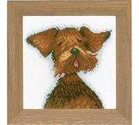Lanarte Counted Cross Stitch Kit Complete DIY Embroidery Dog Pattern Adult Creative Art Decoration Living Room Activity Manual Gift Approx. 13 x 13 cm Counted Cross Stitch