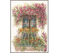 Lanarte Counted Cross Stitch Kit: Flower Balcony (Evenweave), Cotton, NA, 27 x 36cm