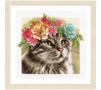 Lanarte Counted Cross Stitch Kit: Flower Crown: Maine Coon (Evenweave)