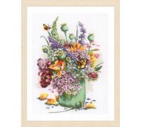 Lanarte Counted Cross Stitch Kit Flower Power Bouquet Evenweave
