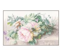 Lanarte Counted Cross Stitch KIT Flowers in TEAPOT (Linen)