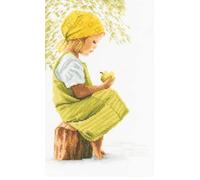Lanarte Counted Cross Stitch Kit: Girl with Apple (Aida,W), NA, 20 x 30cm