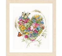 Lanarte Counted Cross Stitch Kit: Heart of Flowers (Evenweave), Cotton, NA, 31 x 35cm