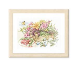 Lanarte Counted Cross Stitch Kit-in The Garden, 100% Cotton, Multi, 25x1x37 cm
