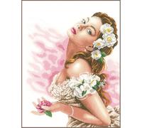 Lanarte Counted Cross Stitch Kit: Lady of The Camellias (Evenweave), Cotton, NA, 37 x 48cm