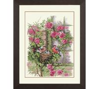 Lanarte Counted Cross Stitch Kit: Nesting Birds in Rambler Rose