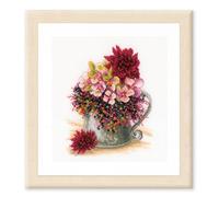 Lanarte Counted Cross Stitch Kit: Pink Blush Bouquet (Linen)