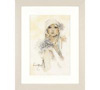 Lanarte Counted Cross Stitch Kit Sara Moon Lady with Lilac Flower Linen