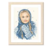 Lanarte Counted Cross Stitch Kit Winter Girl (Linen), Fabric, Assorted, 32 x 22.5 x 2 cm