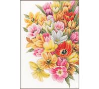 Lanarte Counted Cross Stitch Kits Complete Wall Art DIY Cover Me with Tulips, Set Crafts Adults Set Decoration Salon Creative Gift ca. 28 x 37cm Cross Stitch Embroidery