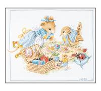 Lanarte Counted Cross Stitch Kits Complete Wall Art DIY Picnic with Vera Set Crafts Adults Set Decoration Salon Creative Gift ca. 49 x 39cm Cross Stitch Embroidery
