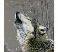 Lanarte Counted Point Kit Howl to The Stars, Cotton, Assorted Colours, Approx. 42 x 44 cm/16.8 x 17.6 Inches