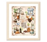 Lanarte Cross Stitch Embroidery Kits Counted Cross Stitch Pictures Set Coffee Lovers Joy Wall Decoration Handmade Set for Adults 38 x 46 cm DIY Decoration Craft Set Craftsman Creative Gift Set