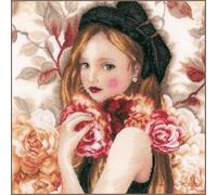 Lanarte Cross Stitch Embroidery Kits Counted Cross Stitch Pictures Set I Hold Roses Wall Decoration Handmade Set for Adults 32 x 32 cm DIY Decoration Craft Set Craftsman Creative Gift Set