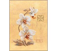 Lanarte PN-0008008 Counted Cross Stitch Kit: Three Orchids, Evenweave, Multicoloured, 19.6 x 13.9 x 1.4 cm
