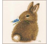 Lanarte PN-0175627 MB Rabbit Counted Cross Stitch Kit, Cotton, Multi-Colour, Approx. 16 x 21 cm / 6.4" x 8.4"