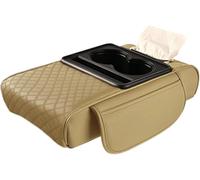 LANAZU Car Armrest Cover Pad for Acura SUV RDX, Center Console Storage Organizer Cushion Pad with Cup Holders Tissue Box Protector Mat,Beige/B