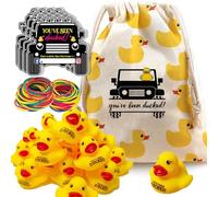LANBAIHE You've been Ducked, Duck Ducking Set, 91 Piece Set, 20 Duck Tags, 20 Yellow Rubber Ducks, 50 Rubber Bands, 1 Drawstring Duck Bag, Gift for Any Duck Enthusiast (Yellow Rubber Duck 01)