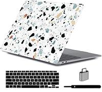 LanBaiLan Case Compatible with MacBook Air 15 inch M2 Chip 2023 Release with Liquid Retina Display Touch ID, Model A2941, Laptop Plastic Hard Shell Protective Case & Keyboard Cover, Terrazzo Marble