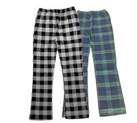 LANBAOSI 2Pack Girls Kids Flannel Pyjama Pants Boys Elastic Waist Loungewear Sleepwear Bottoms Brushed Cotton Check Lounge Pants with Pockets
