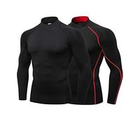 LANBAOSI 2Pack Mens Mock Turtleneck Compression Shirts Long Sleeve Sun Protection Shirts Cooling Workout Gym Tops Undershirt