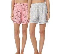 LANBAOSI 2Pack Women's Pyjama Shorts Printed Sleepwear Cosy Pjs Bottoms Heart Design Nightwear Pants for Ladies