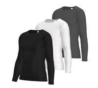 LANBAOSI 3 Pack Men's Compression Long Sleeve Quick Dry Wicking T-Shirt Sun Protection Running Training Baselayer Tops