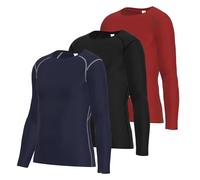 LANBAOSI 3 Pack Men's Compression Long Sleeve Quick Dry Wicking T-Shirt Sun Protection Running Training Baselayer Tops