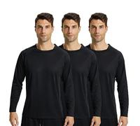 LANBAOSI 3 Pack Men's Long Sleeve Running T-Shirt Mesh Quick Dry Outdoor Gym T-Shirt Sun Protection Active Athletic Training Tops